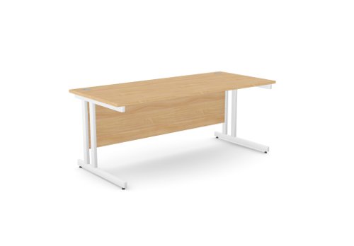 Ashford Twin Bar Metal Leg 1800mm x 800mm Straight Desk - Beech/WHT