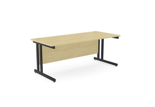 Ashford Twin Bar Metal Leg 1800mm x 800mm Straight Desk - Maple/BLK