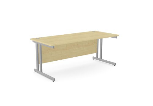 Ashford Twin Bar Metal Leg 1800mm x 800mm Straight Desk - Maple/SLV