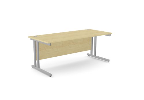 Ashford Twin Bar Metal Leg 1800mm x 800mm Straight Desk - Maple/SLV