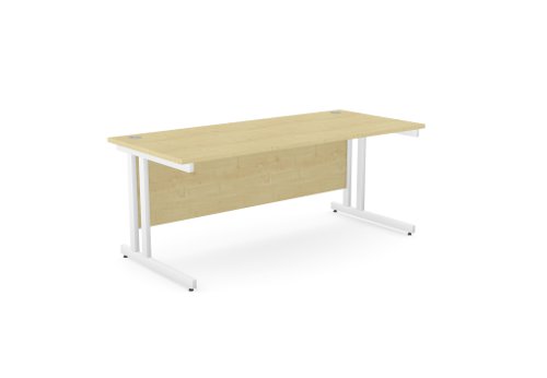 Ashford Twin Bar Metal Leg 1800mm x 800mm Straight Desk - Maple/WHT
