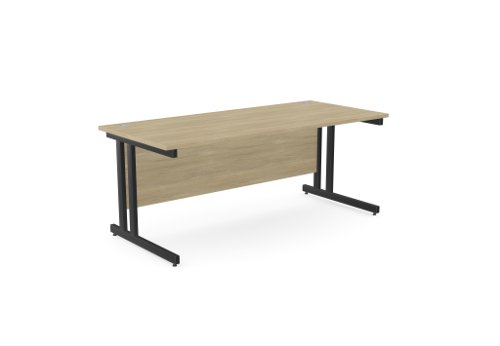 Ashford Twin Bar Metal Leg 1800mm x 800mm Straight Desk - Urban Oak/BLK
