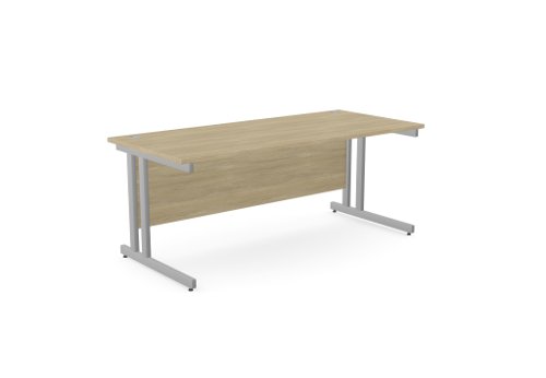 Ashford Twin Bar Metal Leg 1800mm x 800mm Straight Desk - Urban Oak/SLV