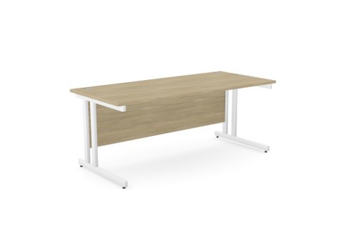 Ashford Twin Bar Metal Leg 1800mm x 800mm Straight Desk - Urban Oak/WHT