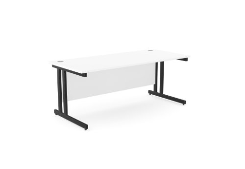 Ashford Twin Bar Metal Leg 1800mm x 800mm Straight Desk - White/BLK