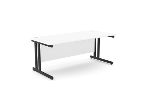 Ashford Twin Bar Metal Leg 1800mm x 800mm Straight Desk - White/BLK