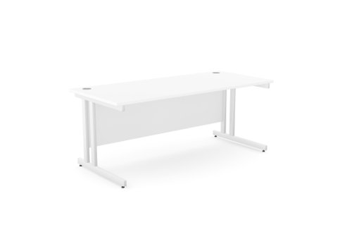 Ashford Twin Bar Metal Leg 1800mm x 800mm Straight Desk - White/WHT