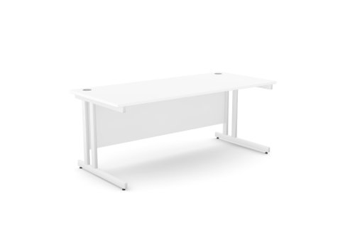 Ashford Twin Bar Metal Leg 1800mm x 800mm Straight Desk - White/WHT