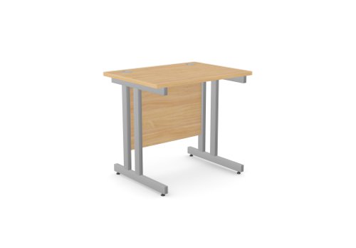 Ashford Twin Bar Metal Leg 800mm x 600mm Straight Desk - Beech/SLV