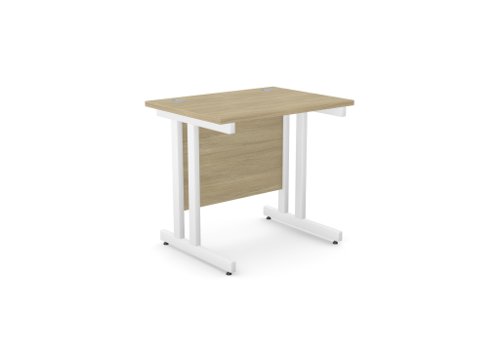 Ashford Twin Bar Metal Leg 800mm x 600mm Straight Desk - Urban Oak/WHT