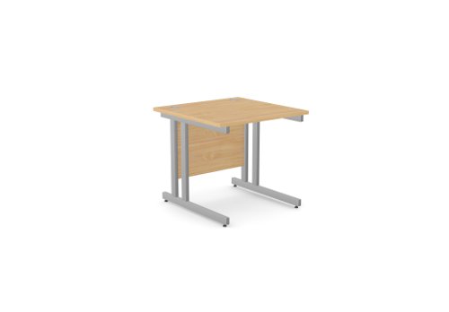 Ashford Twin Bar Metal Leg 800mm x 800mm Straight Desk - Beech/SLV