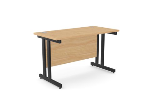 Ashford Twin Bar Metal Leg 1200mm x 600mm Straight Desk - Beech/BLK