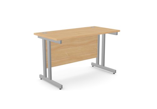 Ashford Twin Bar Metal Leg 1200mm x 600mm Straight Desk - Beech/SLV