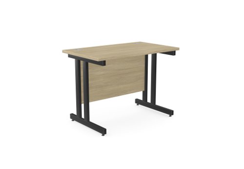 Ashford Twin Bar Metal Leg 1000mm x 600mm Straight Desk - Urban Oak/BLK