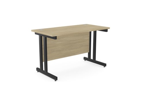 Ashford Twin Bar Metal Leg 1200mm x 600mm Straight Desk - Urban Oak/BLK