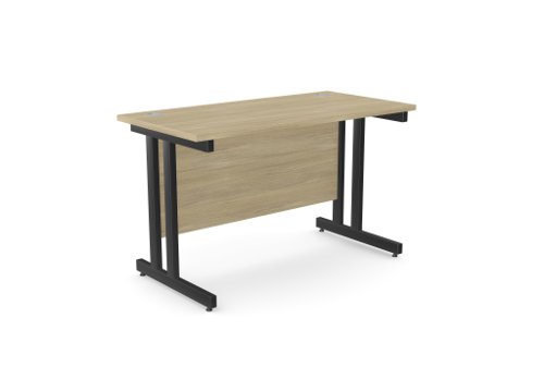 Ashford Twin Bar Metal Leg 1200mm x 600mm Straight Desk - Urban Oak/BLK