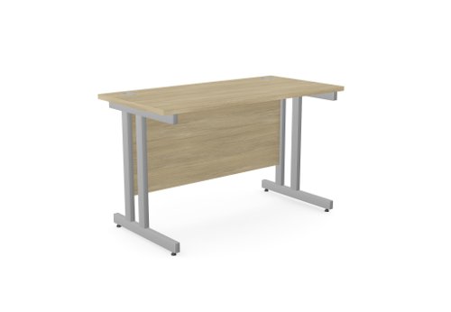 Ashford Twin Bar Metal Leg 1200mm x 600mm Straight Desk - Urban Oak/SLV