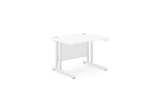 Ashford Twin Bar Metal Leg 1000mm x 800mm Straight Desk - White/WHT