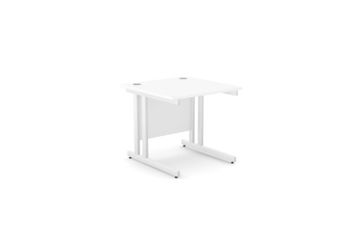 Ashford Twin Bar Metal Leg 800mm x 800mm Straight Desk - White/WHT