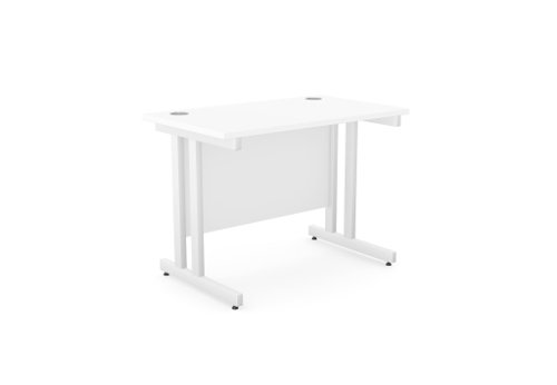 Ashford Twin Bar Metal Leg 1000mm x 600mm Straight Desk - White/WHT