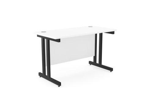 Ashford Twin Bar Metal Leg 1200mm x 600mm Straight Desk - White/BLK