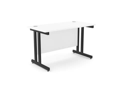 Ashford Twin Bar Metal Leg 1200mm x 600mm Straight Desk - White/BLK