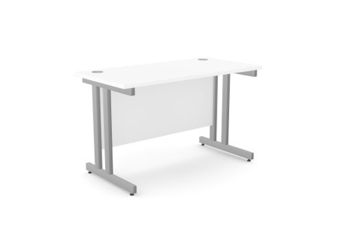 Ashford Twin Bar Metal Leg 1200mm x 600mm Straight Desk - White/SLV