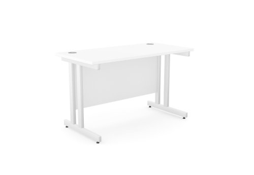Ashford Twin Bar Metal Leg 1200mm x 600mm Straight Desk - White/WHT