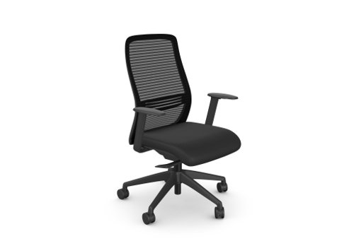 NV Chair Adj. Arms, Mesh Back, Black Frame, Vinyl Black Seat