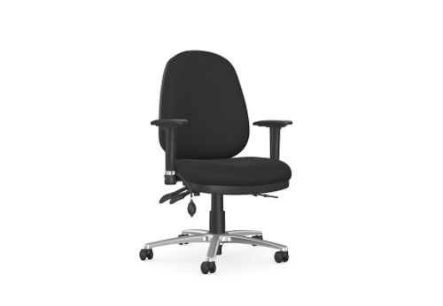 EVOLUTE chair with pump up lumbar support, alu base, adjustable arms - black seat and back