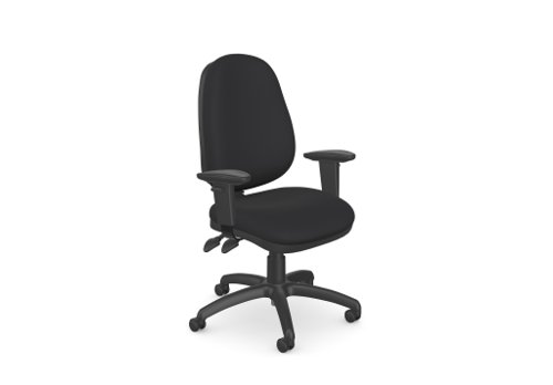 SESTRI high back chair with 2 lever mechanism, no arms arms  - black seat and back base