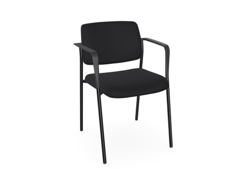 O.CUBE Series 4 Legged Stacking Chair, Arms, Black Frame - Evert Black E001