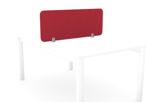 PET Screen - Desk Mounted Straight Top 990w x 400h - Plain - Deep Red