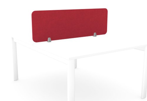 PET Screen - Desk Mounted Straight Top 1190w x 400h - Plain - Deep Red