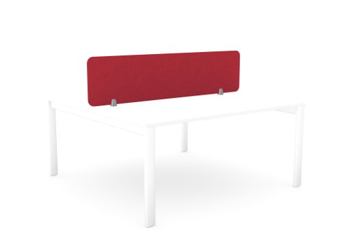 PET Screen - Desk Mounted Straight Top 1590w x 400h - Plain - Deep Red