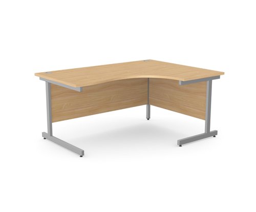 Ashford Metal Leg 1600/800 x 1200/600mm R/H Crescent Desk - Silver Leg / Beech Top