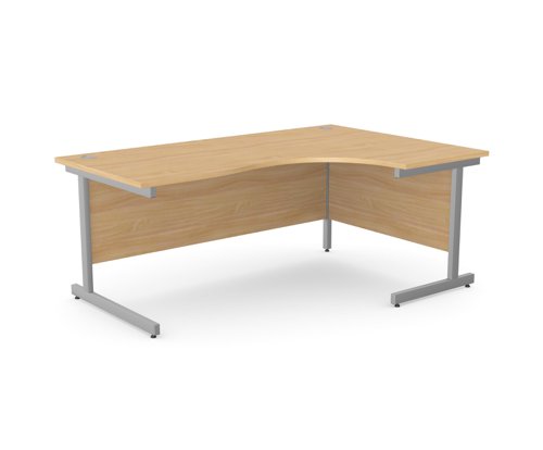 Ashford Metal Leg 1800/800 x 1200/600mm R/H Crescent Desk- Silver Leg / Beech Top