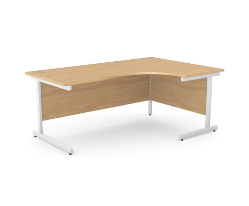 Ashford Metal Leg 1800/800 x 1200/600mm R/H Crescent - White Leg / Beech Top