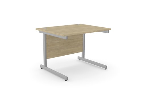 Ashford Metal Leg 1000mm x 800mm Straight Desk - Silver Leg /  Urban Oak  Top