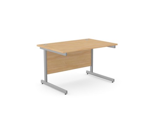 Ashford Metal Leg 1200mm x 800mm Straight Desk - Beech/SLV