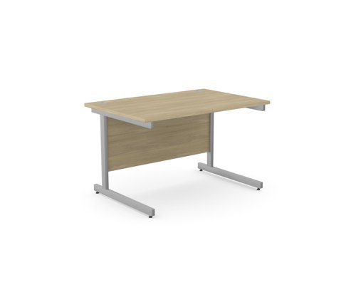 Ashford Metal Leg 1200mm x 800mm Straight Desk - Urban Oak/SLV