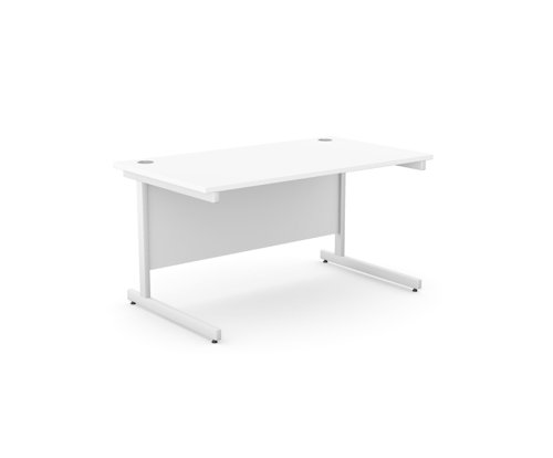 Ashford Metal Leg 1400mm x 800mm Straight Desk - White/WHT