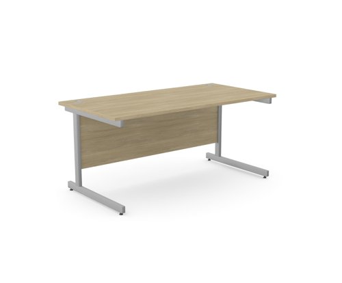 Ashford Metal Leg 1600mm x 800mm Straight Desk - Urban Oak/SLV