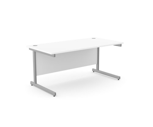 Ashford Metal Leg 1600mm x 800mm Straight Desk - Silver Leg / White Top