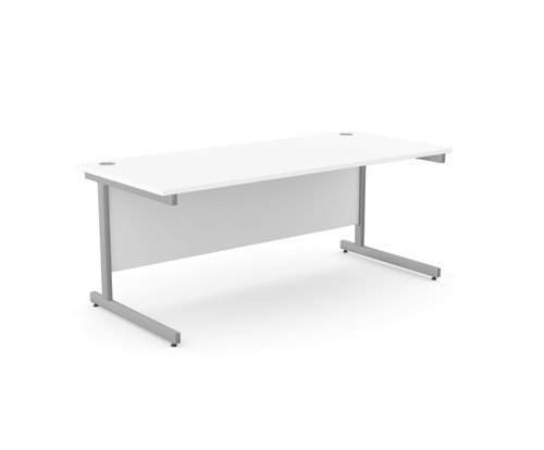 Ashford Metal Leg 1800mm x 800mm Straight Desk - White/SLV