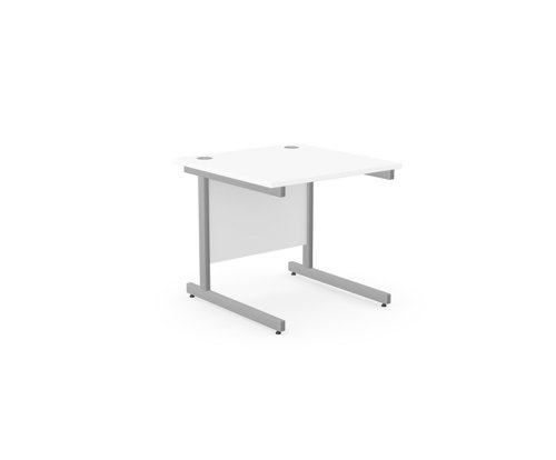 Ashford Metal Leg 800mm x 600mm Straight Desk - White/SLV