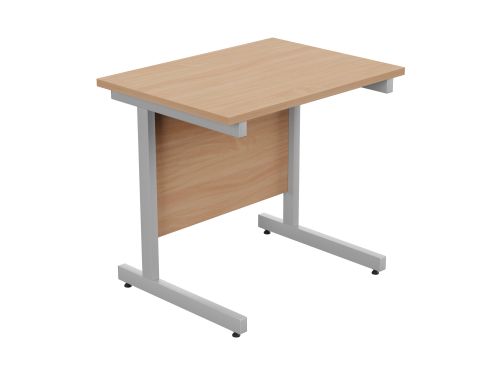 Ashford Metal Leg 800mm x 600mm Straight Desk - Silver Leg / Beech Top