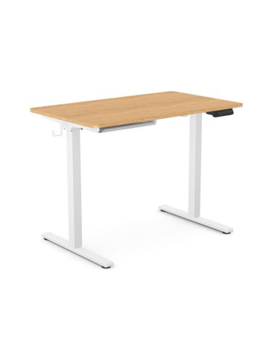 AV8 FLY height adjustable desk single motor WHT frame, Natural Wood top