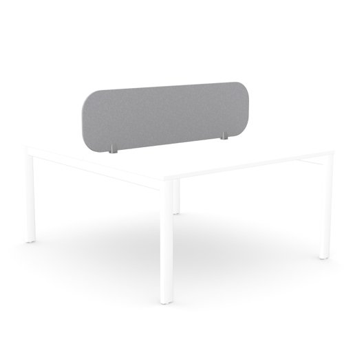 Ciunas Screen - Desk Mounted Straight Top 1400w x 400h with brackets - Silver Grey