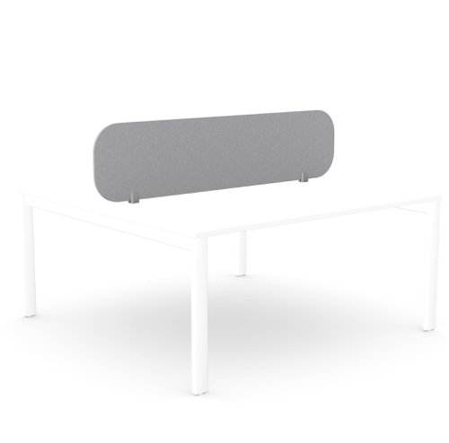 Ciunas Screen - Desk Mounted Straight Top 1600w x 400h with brackets - Silver Grey